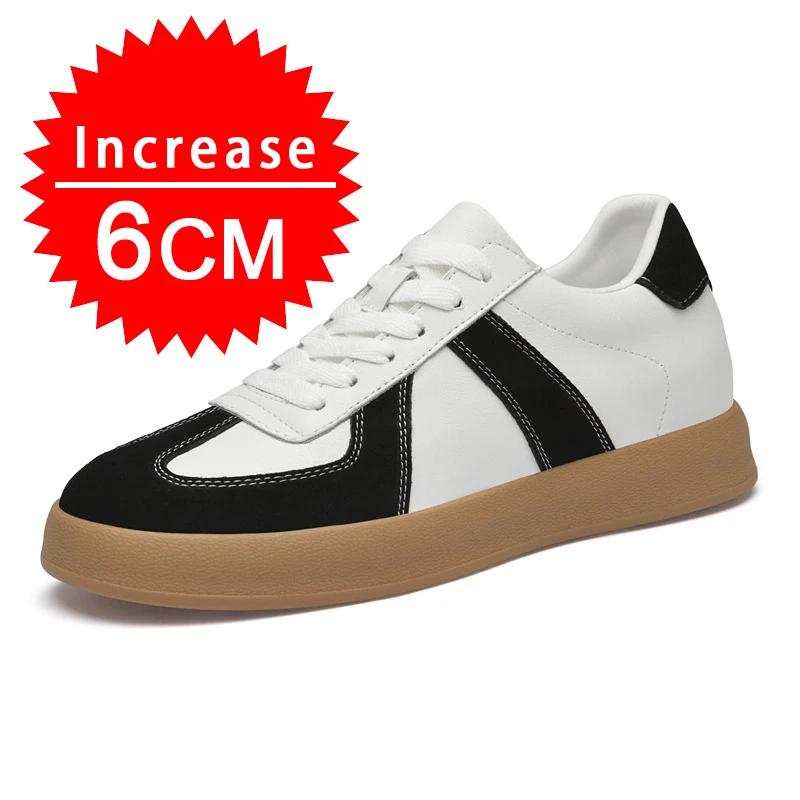 Men Women Genuine Leather Casual Elevator Shoes Leisure Sneakers Sports Zapatos Mujer Men's Height Increasing Shoes Tennis Shoes