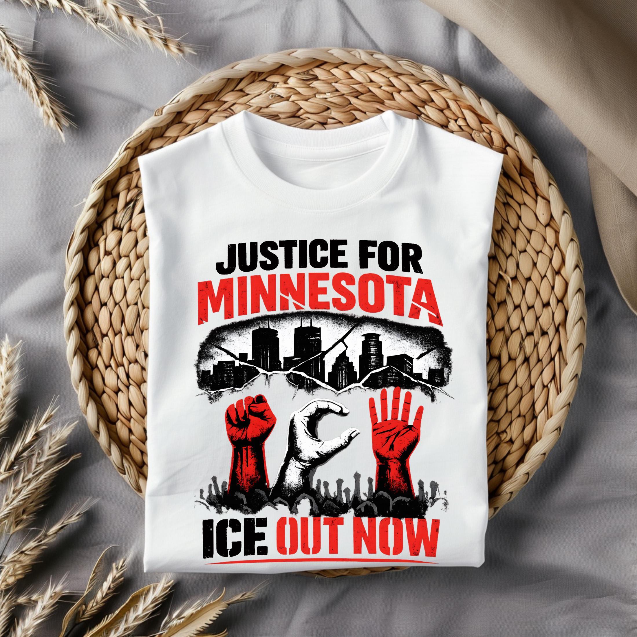 Ice Shirt Immigrants Justice for Minnesota Ice Protest Shirt Minneapolis Shirt 2026Summer Unisex Women Cotton Oversized Tshirt Y2K M