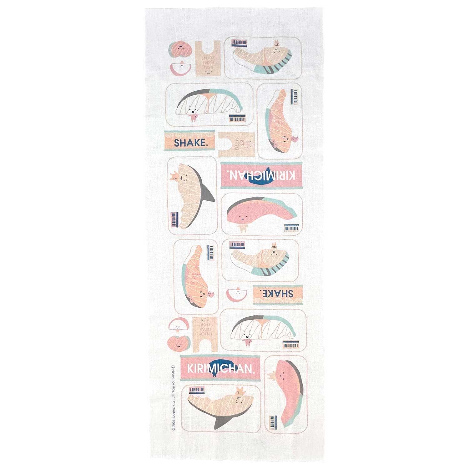Nomura Towel Sanrio Characters Traditional Japanese Pattern Tenugui Supermarket 34 x 90 Japanese-made (Hand Towel) - KIRIMI-chan. cm, 100% Cotton.