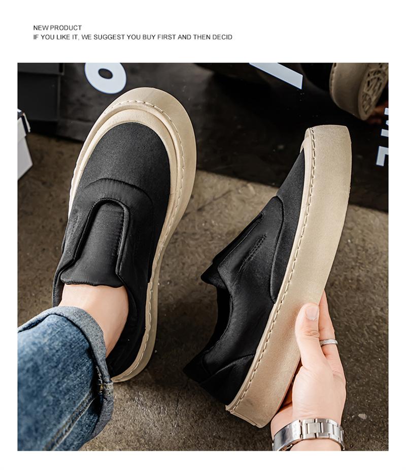 Canvas men's shoes, summer new, anti slip, thick sole, breathable, lightweight, lazy, one foot board shoes, men's sports shoes