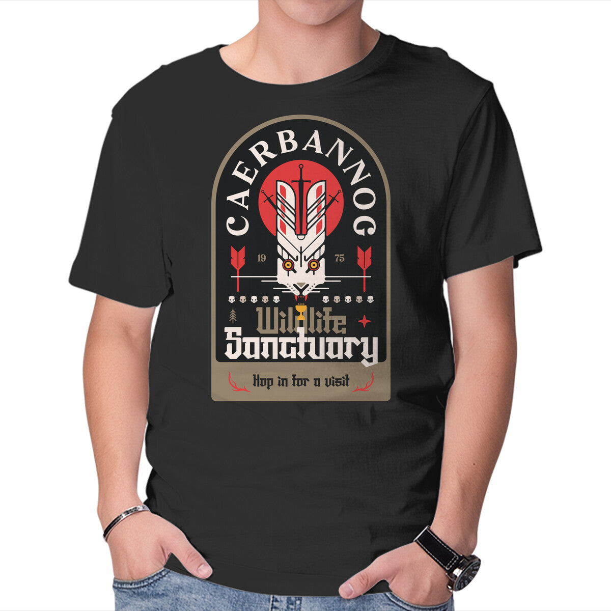 Unisex Crew Neck T-Shirt Wildlife Sanctuary Graphic Short Sleeve Casual Tee M