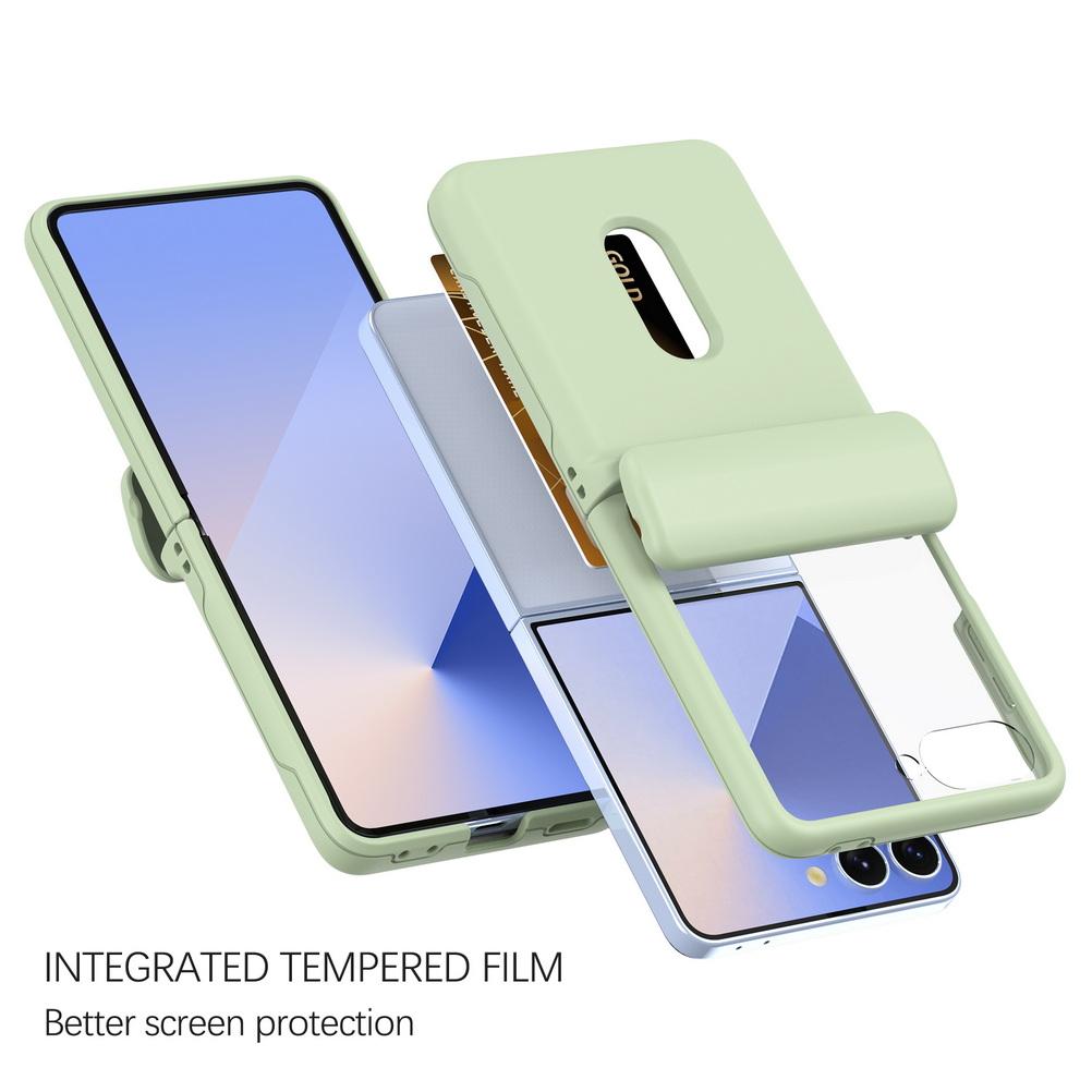 2 Credit Card Slot Automatic Spring Hinged Phone Case For Samsung Z Flip 7 6 flip7 Galaxy Z Flip 6 5 Lens protection Cover