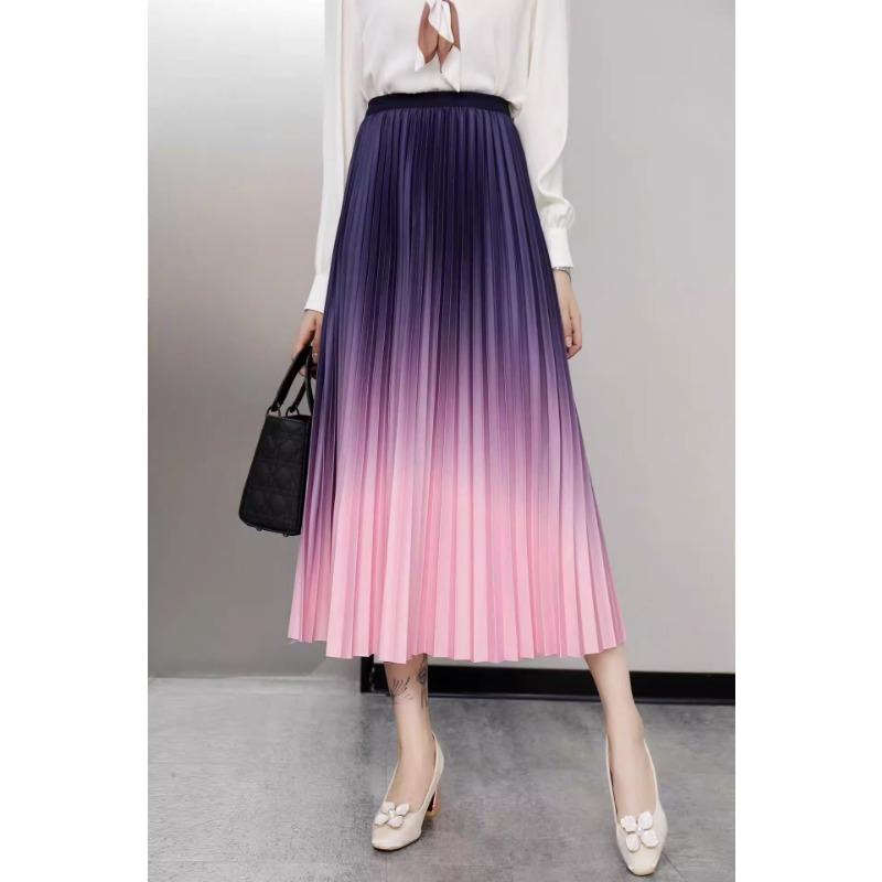 

Новая высококачественная драпированная юбка с градиентом, женская новая длинная юбка с высокой талией, удлиненные плиссированные юбки One Size