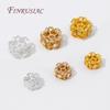 2/4/6pcs 18K Gold Plated Round Flower Beads with Zircon,Metal Separator Beads,Decorative Beads DIY Bracelets Jewelry Accessories