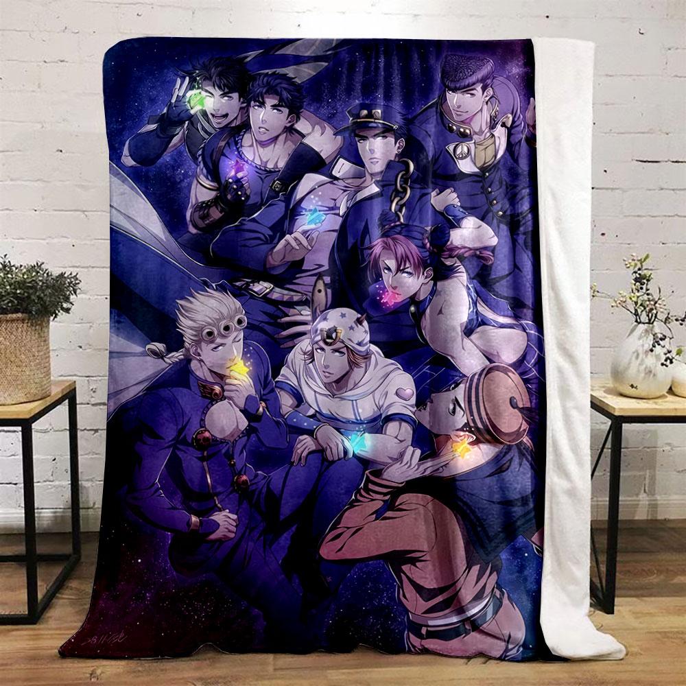 Group of Characters Holding Glowing, Colorful Crystals In a Cosmic Setting. for All Seasons Blanket Lunch Break Throw Gift