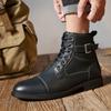 Mens Boots British Leather Boots Fashion High Top Casual Boot Luxury Brand Chelsea Boots for Men Lace Up Ankle Boot Botas Hombre