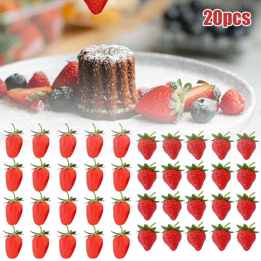 20 PEÇAS Morango Artificial Fruta Falsa Realista Para Decoração de Mesa