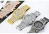 Luxury Unisex Full Diamond Steel Band Quartz Wristwatch with Calendar