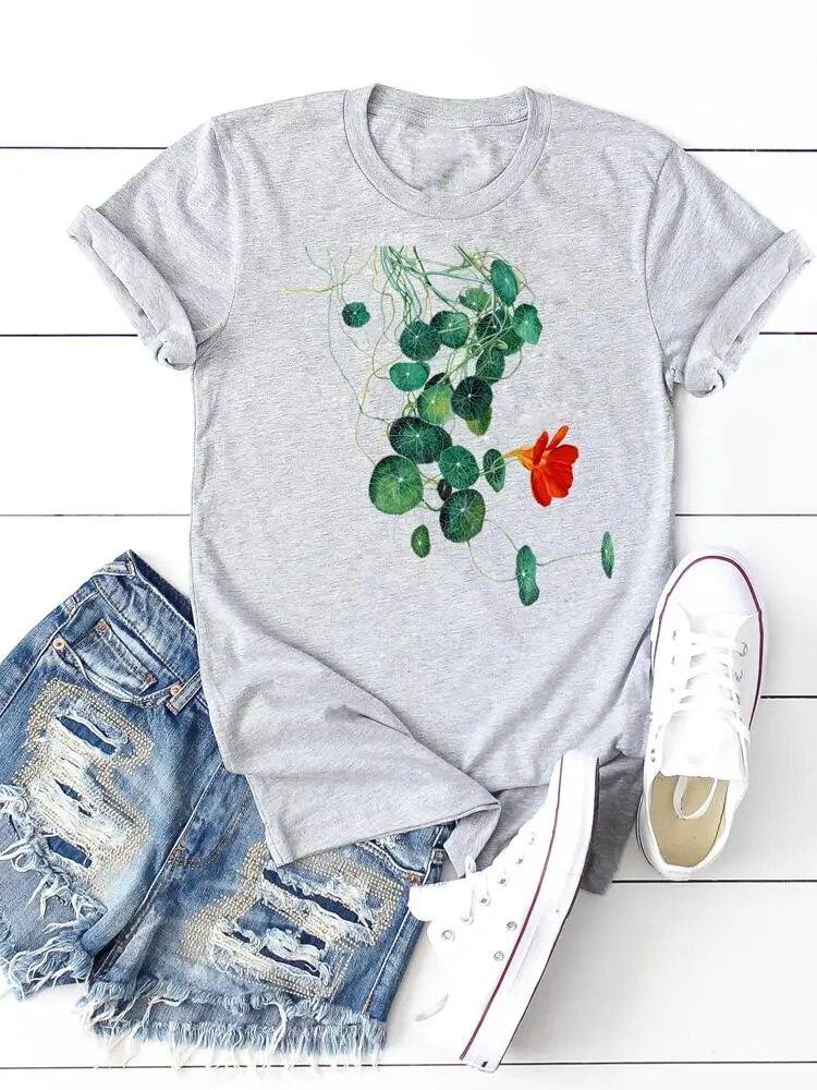 Print T-shirts Clothing Women 90s Sweet Lovely Cactus Trend T Clothes Short Sleeve Ladies Casual Fashion Female Graphic Tee