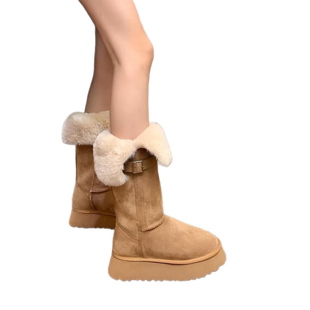 Cowhide version~ Winter Northeast thickened and velvet two wear snow boots for women, thick-soled and thin, but knee boots non-slip