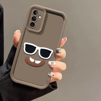 Roztomilý 3D skleněný kryt na telefon s úsměvem pro Samsung Galaxy A17 A07 A56 A36 A26 A54 A34 A55 A04 A05S A05 A51 A71 S25 S24 Ultra S23 FE Kreslený kryt