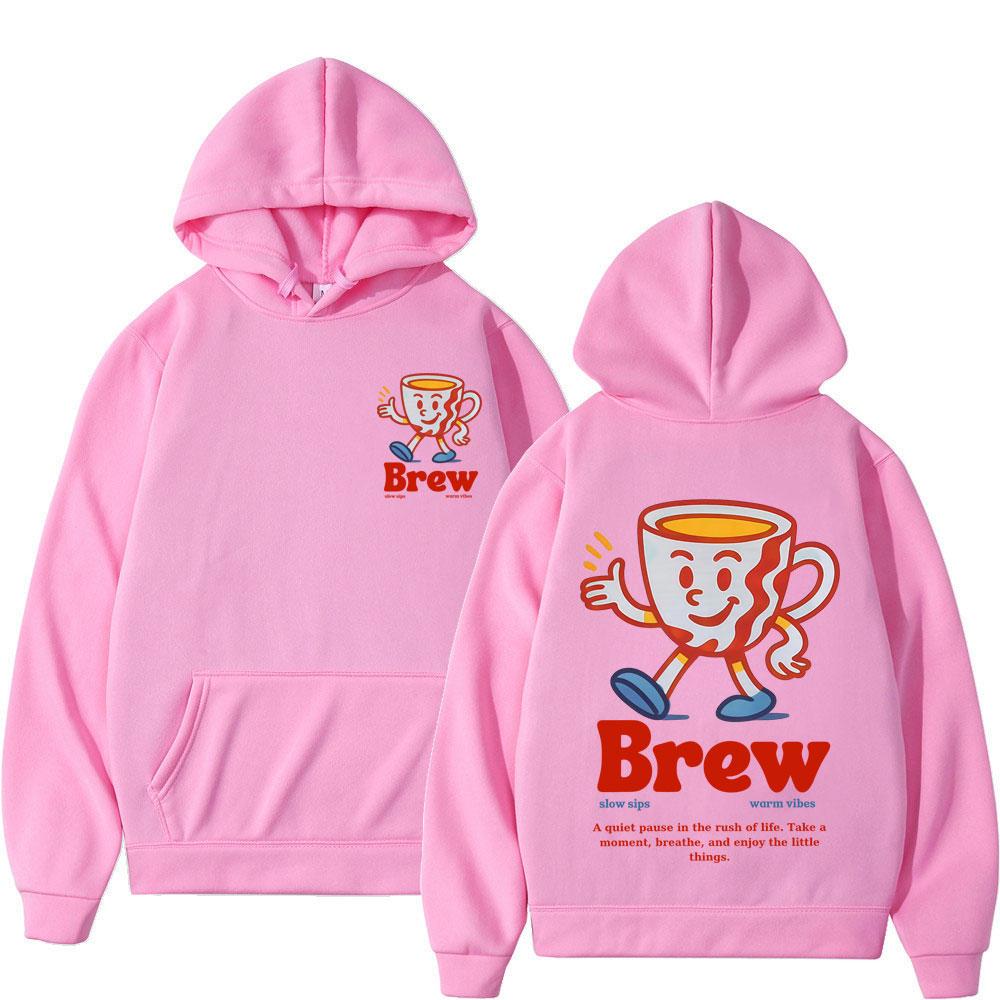 Brew Coffee Lover Fashion Graphics Hoodie Man Woman Vintage Pullover Long Sleeves Casual Oversized Sweatshirt