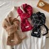 Rhombus plaid wool scarf women's winter warm long knitted two-color versatile scarf student couple