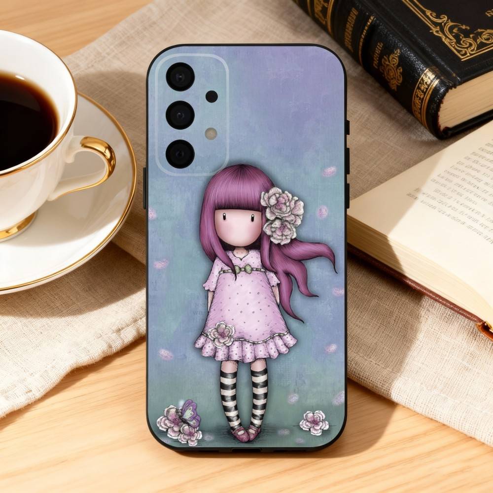 Cute S-Santoro G-Gorjuss Phone Case For Samsung Galaxy A73,A72,A71,A70,A53,A52,A51,Soft Silicone Black Cover