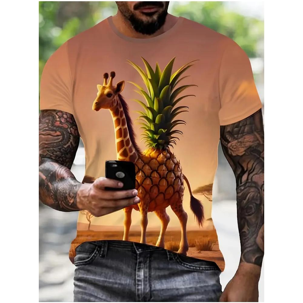 Men's T-Shirt Funny Fruit 3D Print Unisex Short Sleeve Cute Round Neck Pullover Tops Trend Streetwear Comfortable Men's Clothing
