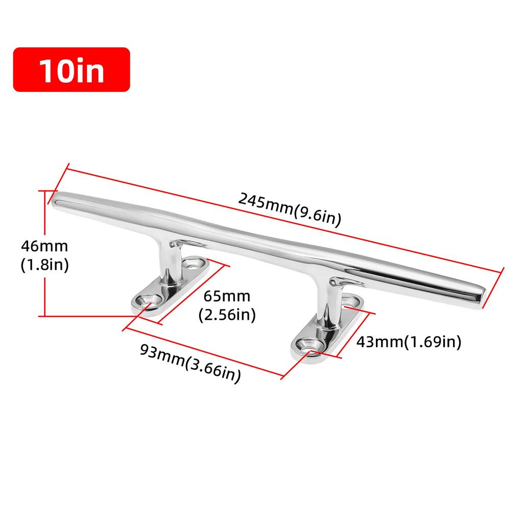 5" 6" 8" 10" 12" Stainless Steel Mirror Finish Heavy Duty Boat Hollow Base Cleat Circular Bolt Marine Marine Yacht Accessories