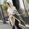 Women's Hooded Cape Shawl: Warm Autumn/Winter Tassel Slit, Two-way Imitation Cashmere Scarf