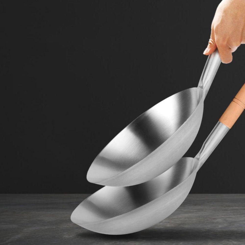 Stainless Steel Frying Pan Thickened Water Ladle Kitchen Cookware Stir-fry Wok  Restaurant