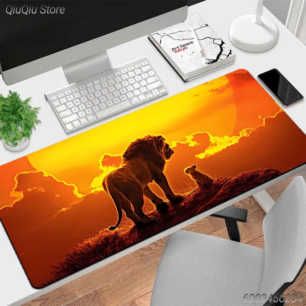 Lion Large Mouse Pad, Wild Animal King Lion Pattern Extended Desk Mat Non‑Slip Rubber Base for Gaming PC Laptop Office Desktop