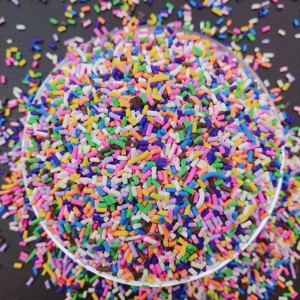 50g/lot Mix Colourful Cylindrical Strip Candy Polymer Clay Slices Sprinkles for DIY Nail Arts Kids  And Slime Filling