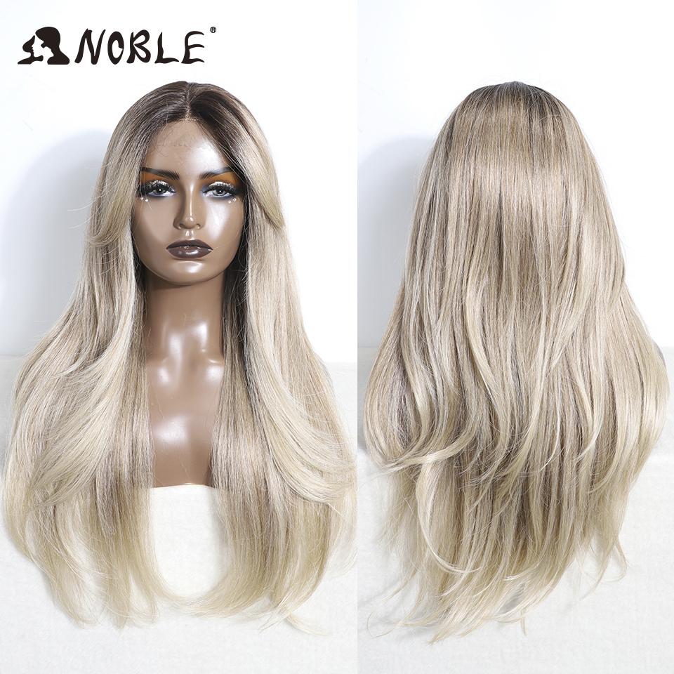 

Noble Synthetic Lace Front Wig 26 Straight Ombre lace Cosplay Wig Lace Part Wig Blonde Wigs For Women Wig synthetic Lace Wig (as the picture,130%&26inches&Lace Topline)