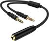 3.5mm Headphone Mic Splitter 1 Female To 2 Male Audio Adapter Cable for PC Gaming Headset Laptop Computer Speaker & TRRS Devices