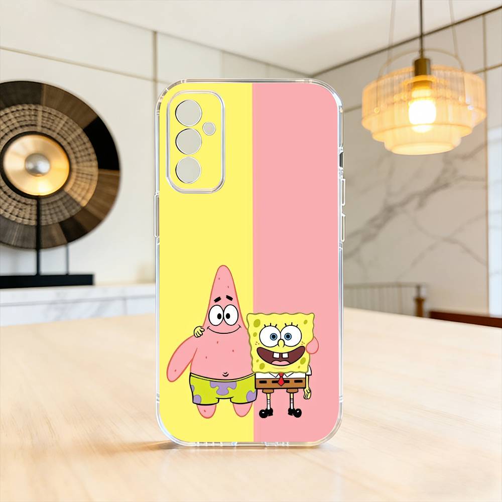 S-Sponge Funny B-Bob Animation Phone Case For SamsungA10,12,20,21S,30,31,40,50,51,52,70,71 Transparent Cover