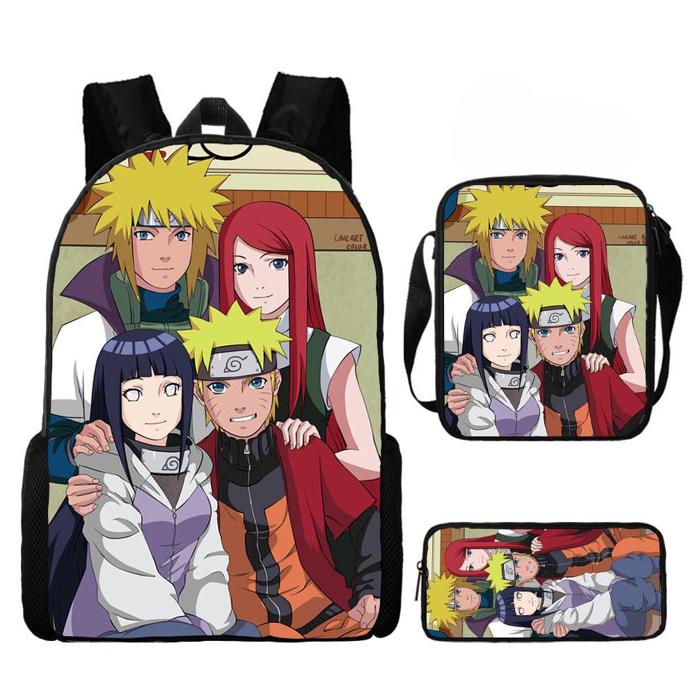 Backpack Naruto Children Set With Pencil Case And Versatile For School Trips Day