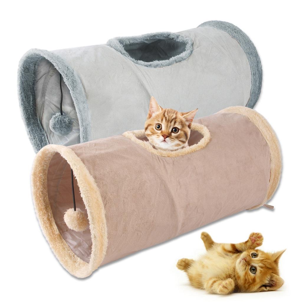 Katzen-Tunnel mit hängendem Ballspielzeug Faltbare Haustier-Spielröhre mit Guckloch für Indoor-Katzen und Kleintiere Aktivität und Ruhe