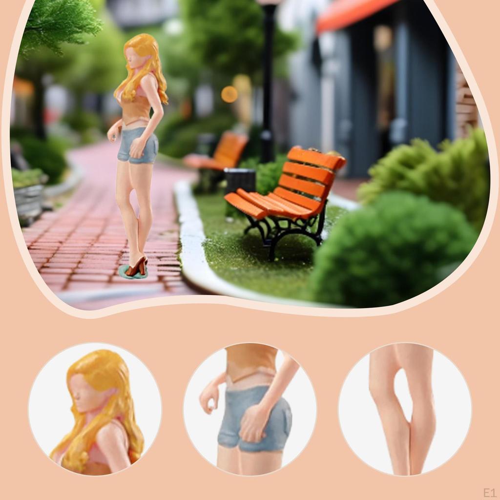 1/64 Miniature Figure Mini People Figurine Standing Blonde Beauty Painted for Photography Diorama