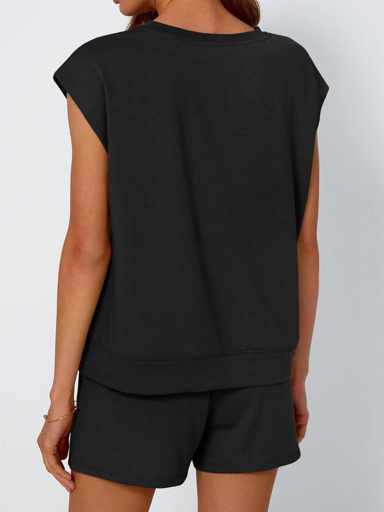2026 Spring/Summer Women's Round Neck Loose Short Sleeve Two-Piece Set
