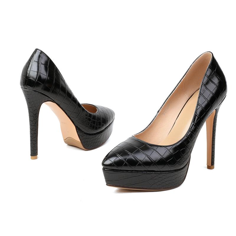 Platforma Damskie Wysokie Obcasy Czółenka Buty Eleganckie Czarne Złoto Srebro Zielony Obcasy Dance Party Ślub Biuro Buty Damskie