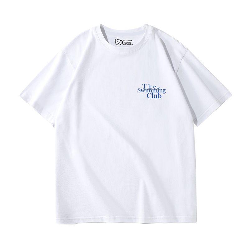 The Swimming Club White Short-Sleeved T-shirt for Women 2025 Summer New Arrival American Retro Casual Niche Style Tide