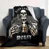 1pc Skull Money Throw Blanket Soft Flannel, Cozy All Season Polyester Perfect for Home, Office