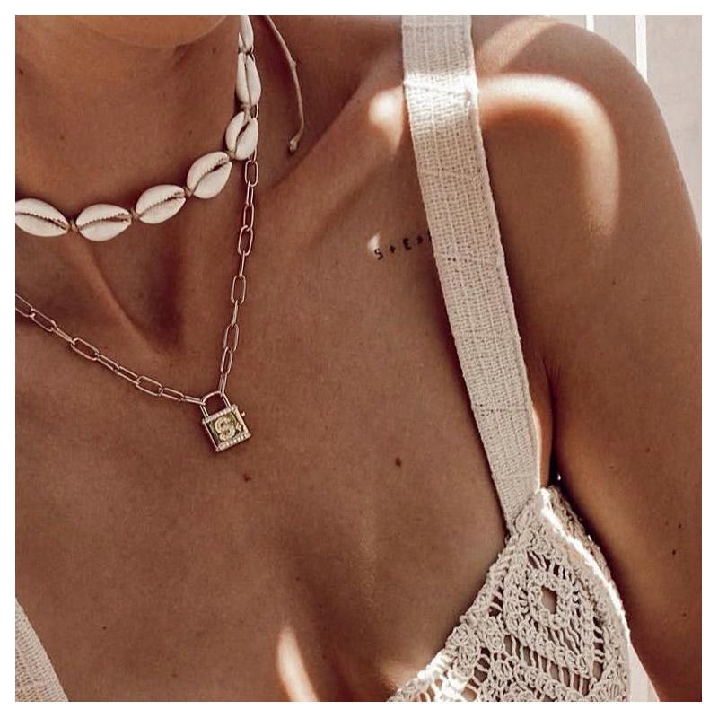 APM Monaco necklace FUN CRAZY LOVE [Romantic Confession] etters A-Z Love Pendant Lock Gift Box for Friends 925 Silver Same Style Couple AC6906OXA