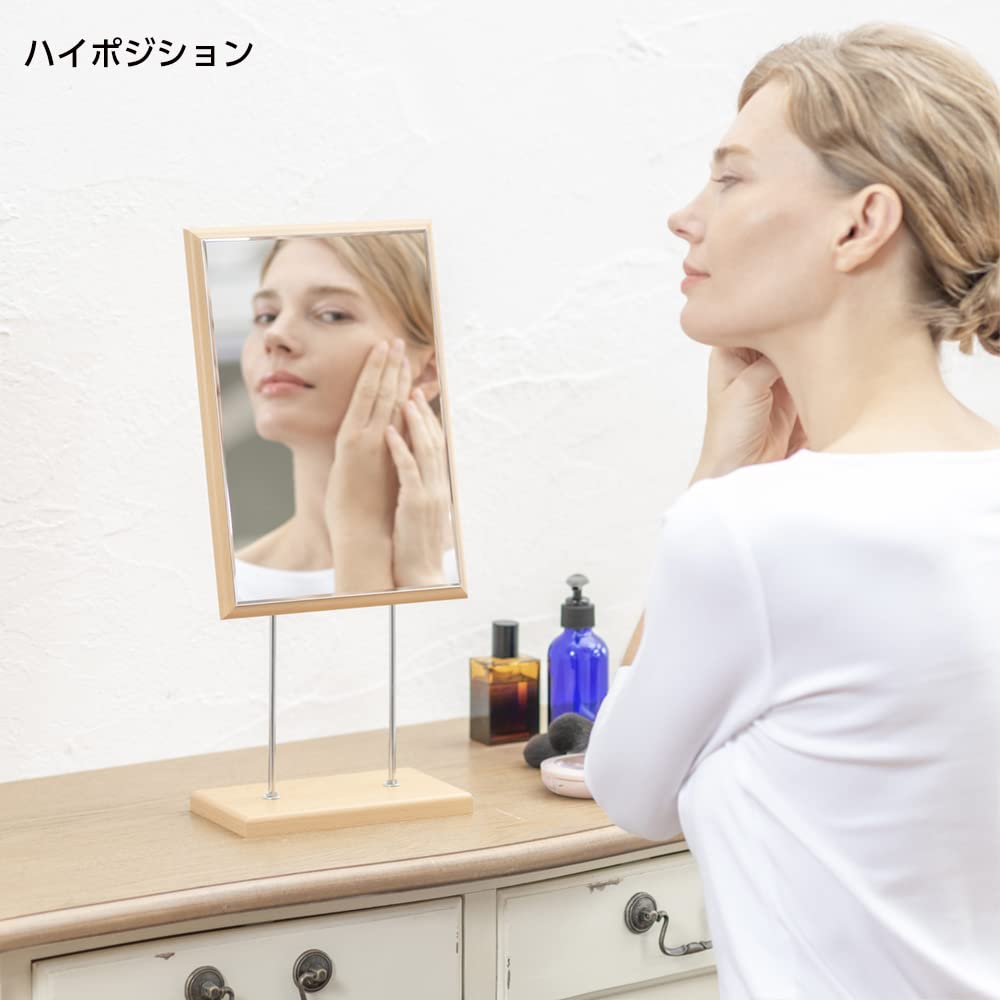 HORIUCHI MIRROR 2-Way Wooden Stand Mirror with Adjustable Angle and Height, Makeup Mirror, Interior Decor, Birthday Gift