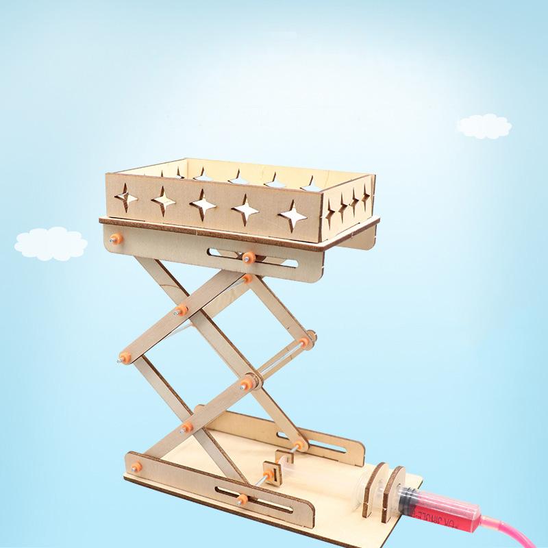DIY Hydraulischer Hubtisch Modellbausatz Elektrisch Holz Wissenschaftsexperimente Spielzeug für Kinder Pädagogisch Handgemacht Montage Spielzeug