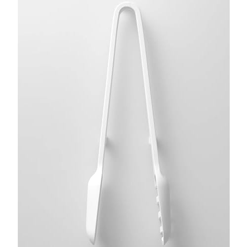 Yamazaki Tower Silicone Cooking Tongs, White, 10cm W x 4.7cm D x 29cm H, Dishwasher Safe, Floating Tips, Spoon Tongs, Pasta Tongs, 1775