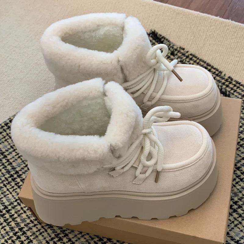 

Оксамитові зимові зимові теплі снігові чоботи, жіночі 2024, нові бавовняні черевики на шнурівці, на товстій підошві, круглі бавовняні черевики, повсякденні короткі черевики 40