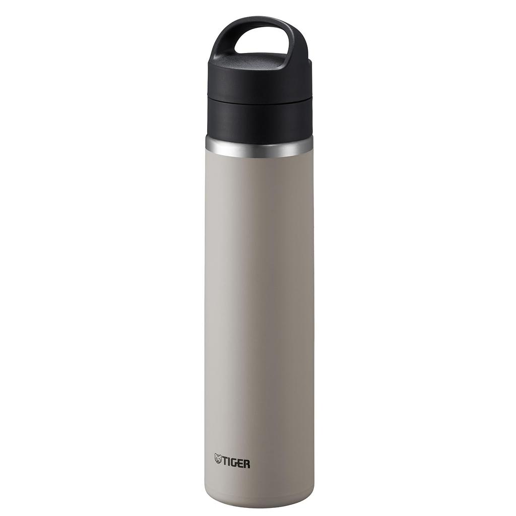 Tiger Thermos Water Bottle 600ml Vacuum Insulated Carbonated Bottle Stainless Steel Beer OK Handle Holder Included Portable Compact White [Dishwasher
