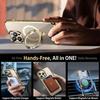 For iPhone 15 Pro Max Magnetic Case Electroplated TPU+PC Kickstand Clear Back Phone Cover