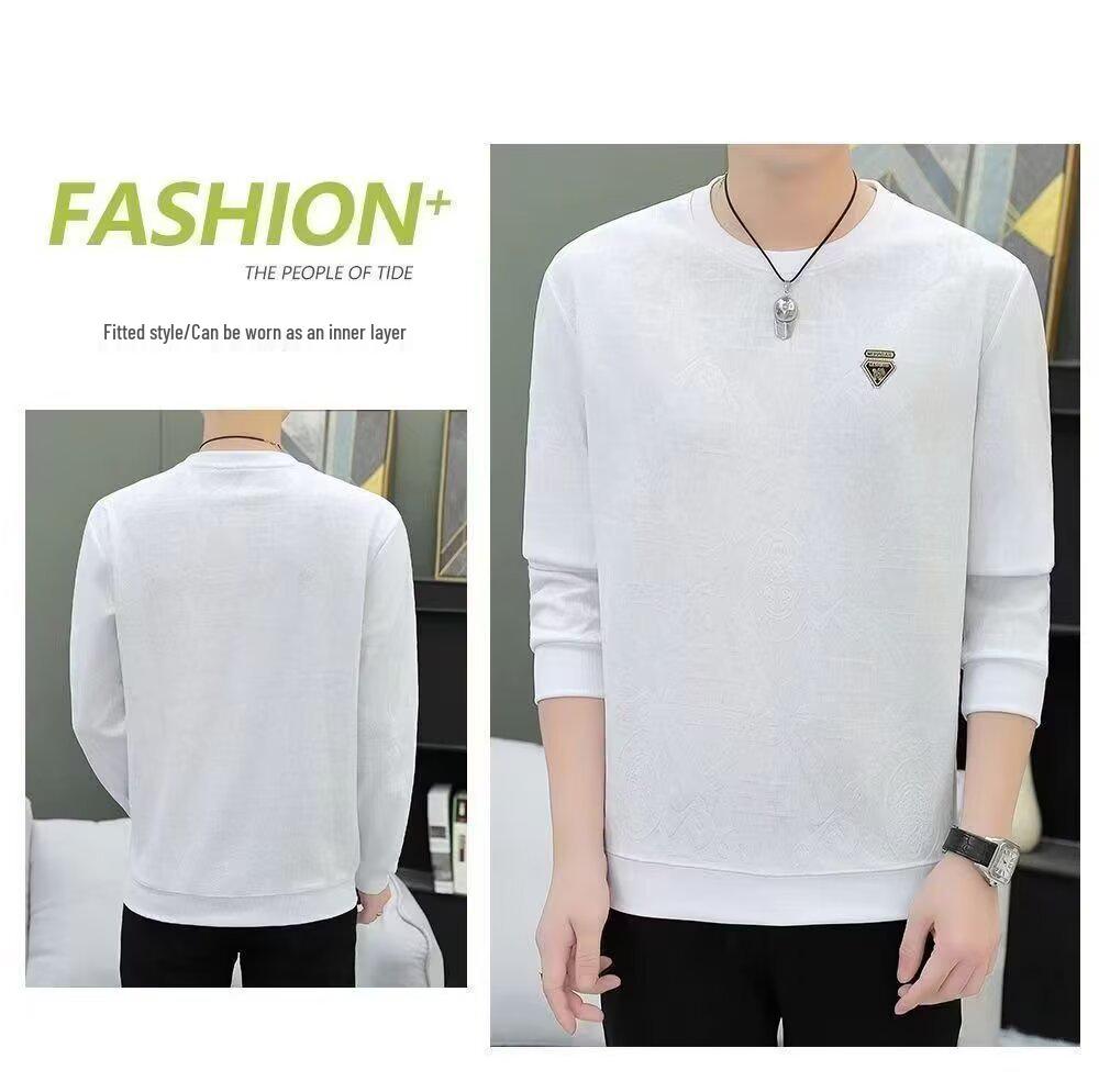 Men's Trendy Velvet-Lined Jacquard Sweatshirt: Warm Autumn/Winter Casual Long Sleeve