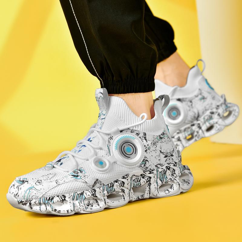 Graffiti camouflage fly-woven sports and leisure shoes, trendy shoes, running shoes, ultra-light, breathable and lightweight