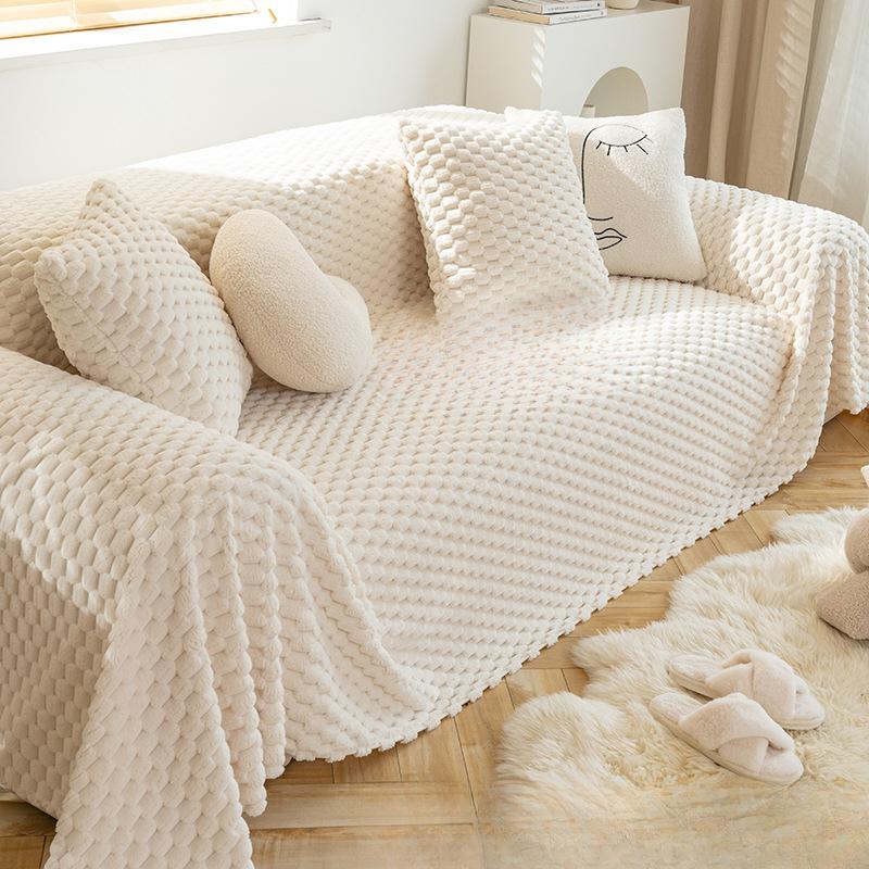 Ripebeskyttende Sofatrekk Stoff Ins Stil Sofahåndkle Vinter Plysj Sofatrekk Altomfattende Universalt Sofatrekk Fullt Dekket