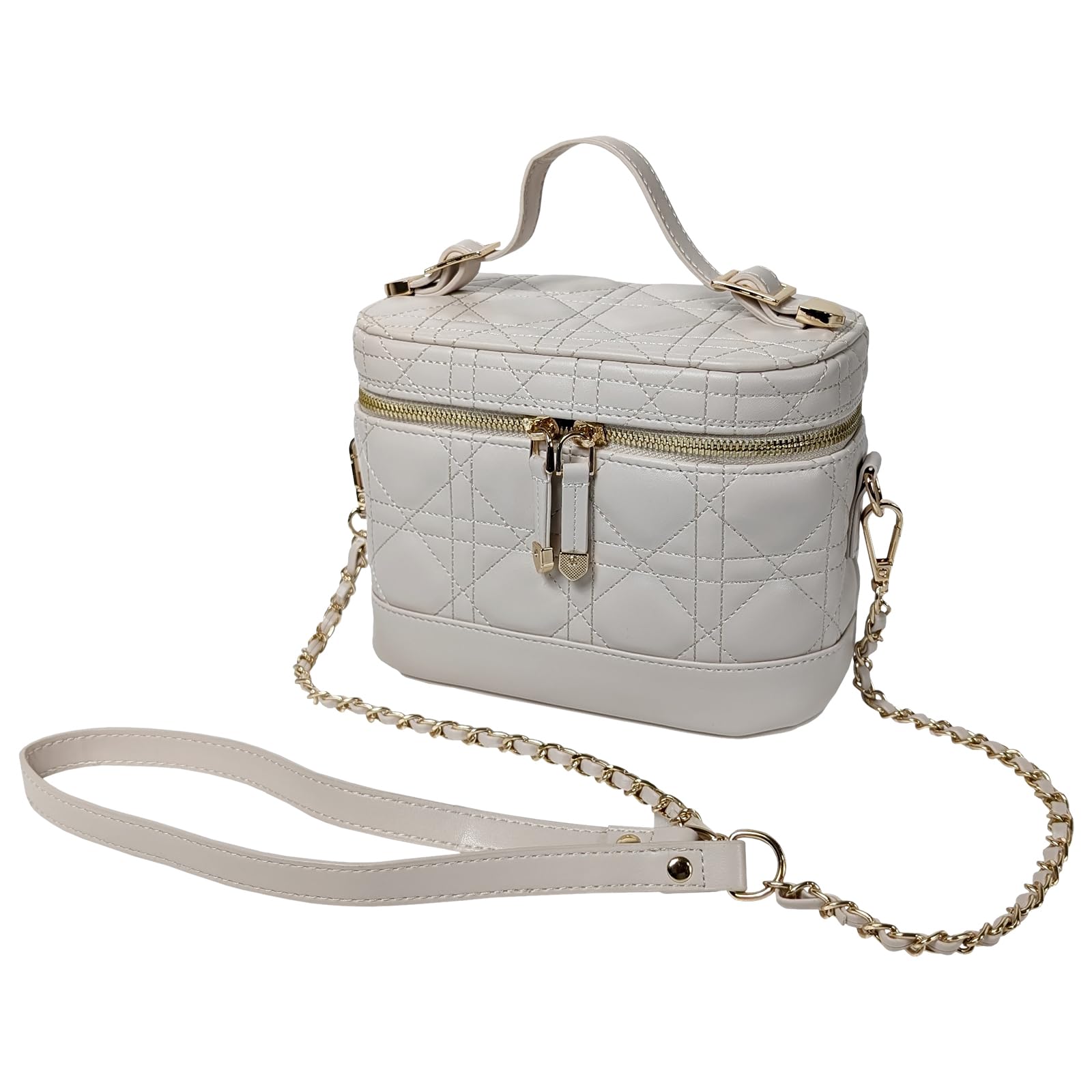 

Vanity Shoulder Large Shoulder Makeup Cosmetic Tools Ivory [Crossmarberry] Bag, Quilted, Cosmetic, Capacity, Stylish, Chain, Cute, Bag, Pouch, Party, слонова кістка