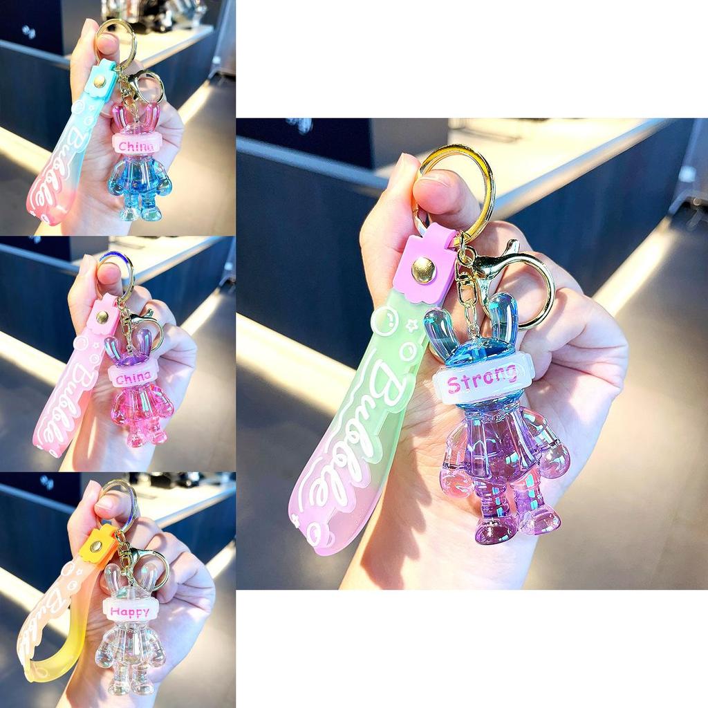 Colorful Glowing Rabbit Keychain Stylish Acrylic Cartoon Accessory For Bags And Keys