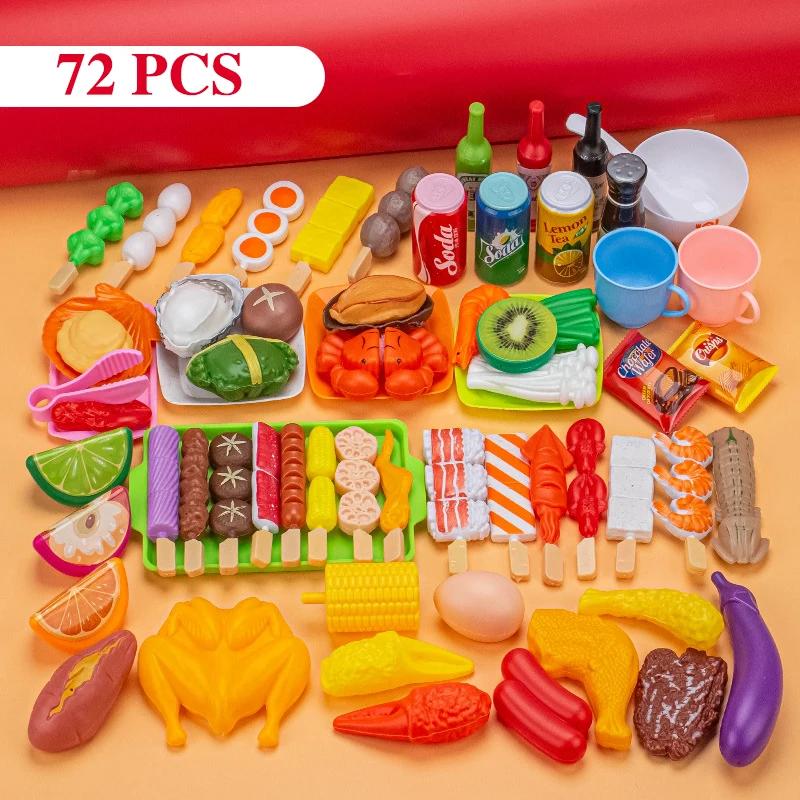 Mini Kitchen Pretend Playing Playthings Barbecue Kit Children's Cooking Simulation Food Multi-set Christmas Gift Idea For Children Toddlers Playthings