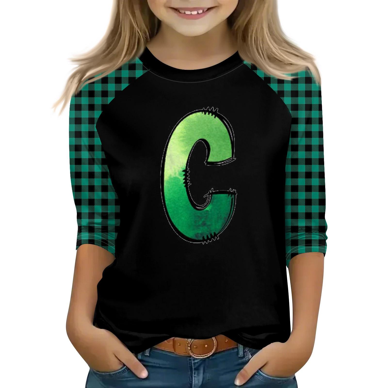 

Топы для девочек 4-16 лет с круглым вырезом и рукавами 3/4 Футболки Модные топы Наряды Футболки 100 жёлтый