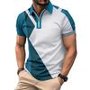 Men's Fashionable Slim-Fit Colour-Blocked Collared T-Shirt Polo Shirt
