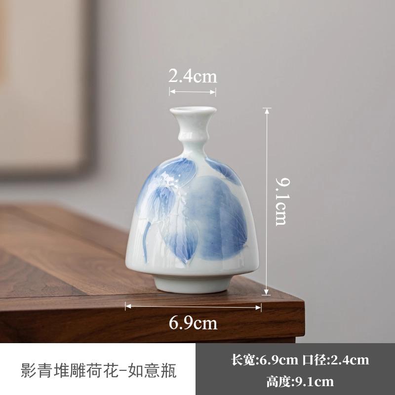 Ceramic Hand-painted Small Flower Vase Flower Planter Mini Bottle Mouth Vase Home Decoration Desktop Decoration Chinese Style